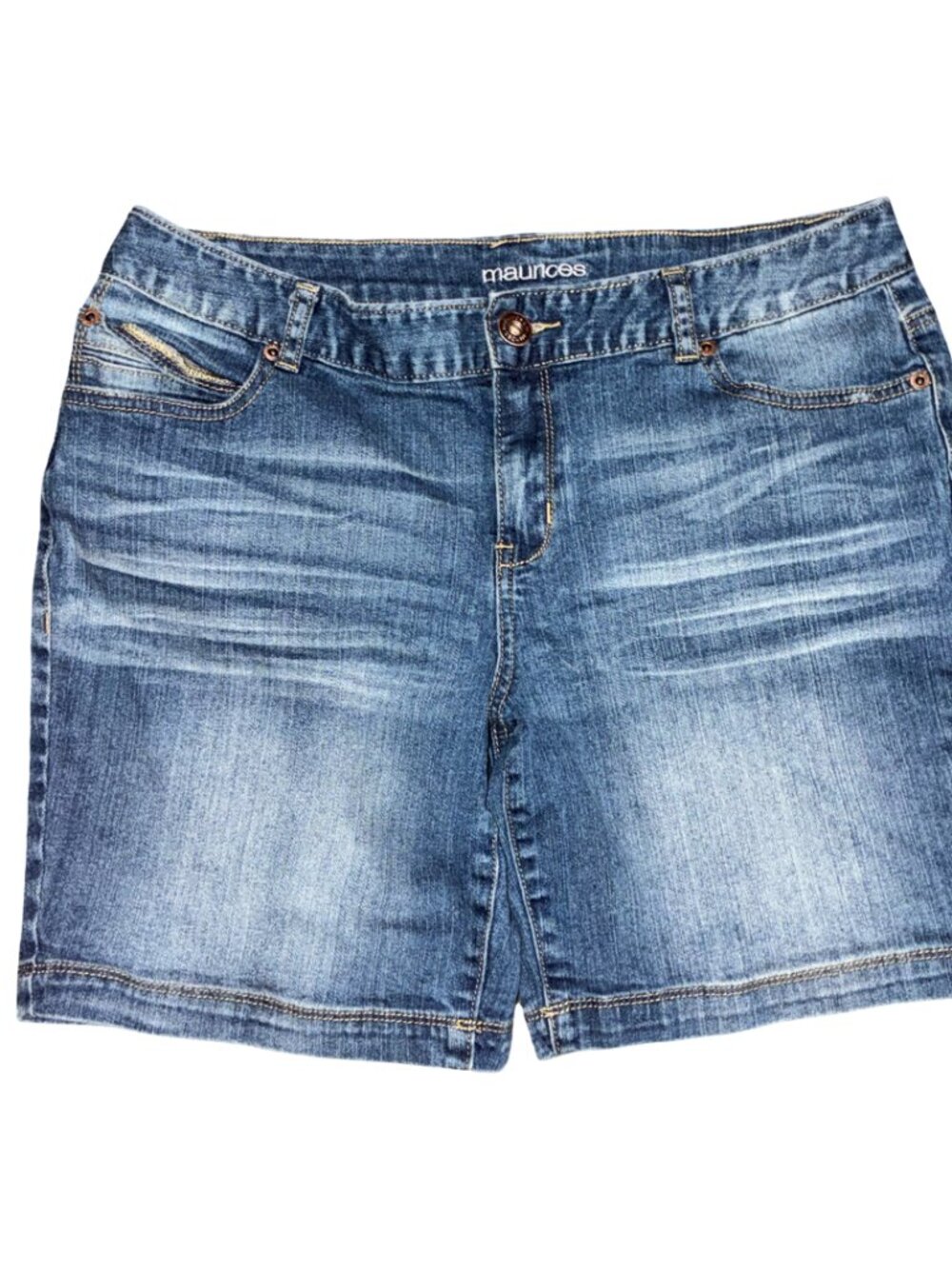 Sz.13/14*Maurices*Distressed Blue Denim Shorts--Longer Length
